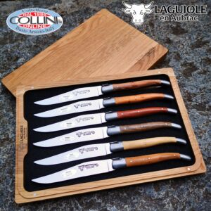 Laguiole en Aubrac - Set  6 pezzi coltelli bistecca manici in legno - coltelli da tavola