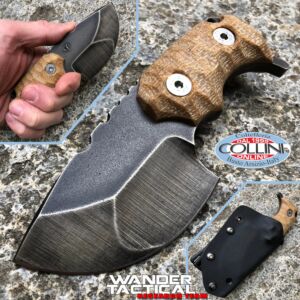 Wander Tactical - Tryceratops Compound - Raw & Brown Micarta - coltello custom