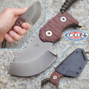 Wander Tactical - Tryceratops Neck - Raw Finish and Cherry Brown Micarta - coltello custom