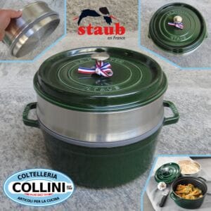 Staub - Cocotte  in ghisa con cestello per cottura a vapore cm. 26 - induzione - BASILICO 