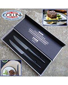 Kyocera - Set 2 coltelli bistecca lama in ceramica nera