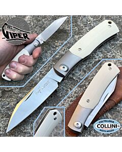Viper - Hug CG knife by Sacha Thiel - Titanio e G10 avorio - M390 steel - V5992GI - coltello