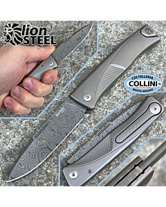 Lionsteel - THRILL Damascus knife - SlipJoint Titanio Grey - TL D GY - coltello