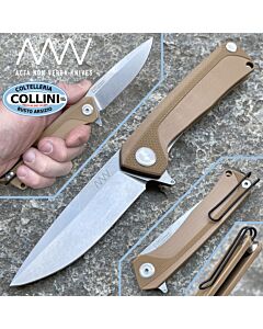 Acta Non Verba - Z100 Flipper Knife - Stonewashed Sleipner - Coyote G-10 - coltello