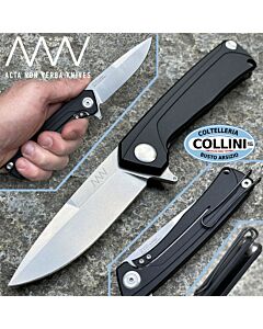 Acta Non Verba - Z100 Flipper Knife - Stonewashed Sleipner - Black Aluminum - coltello