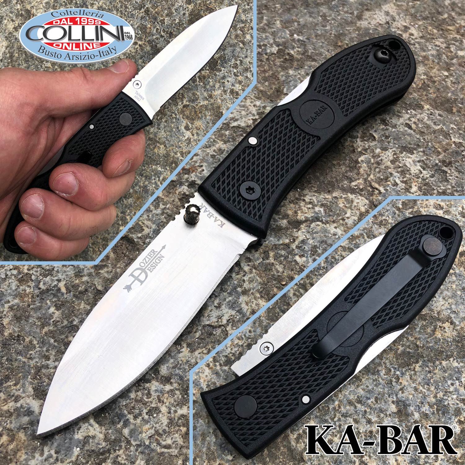 KaBar Dozier Folding Hunter knife 4062 Black Zytel Handle coltello